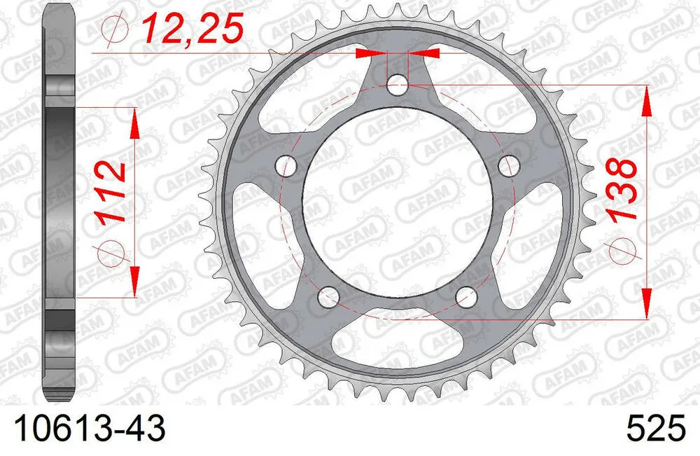 10613-43 AFAM Kettensatz Stahl 525 XSR2-G 16x43 - Honda CBR 600 F 2011-13 - 01070213