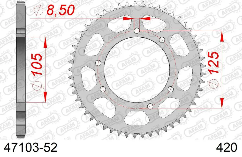 47103-52 AFAM Kettensatz Stahl 420 R1-G 12x52 - Gasgas EC 50 Rookie 2001-05 - KIT105891