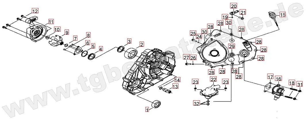 Wasserpumpe - Handstartereingriffsrad - Tachonatrieb Wasserpumpe - Handstartereingriffsrad - Tachonatrieb