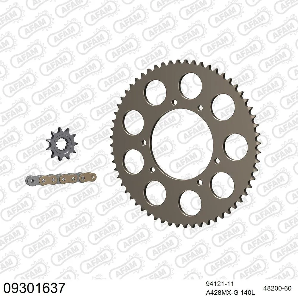 09301637 AFAM Kettensatz Aluminium 428 MX-G 11x60 - Hm-honda CRM 50 Derapage 2003-13 - 09301637