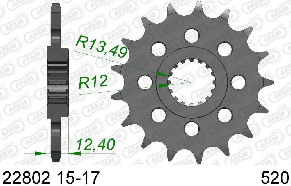 Datenblatt_Afam_Kettenrad_vorne_520_Suzuki_GSXR_1000_2017 Afam Racing Ritzel Kettenrad vorne 520 Suzuki GSX-R 1000 /R 2017-