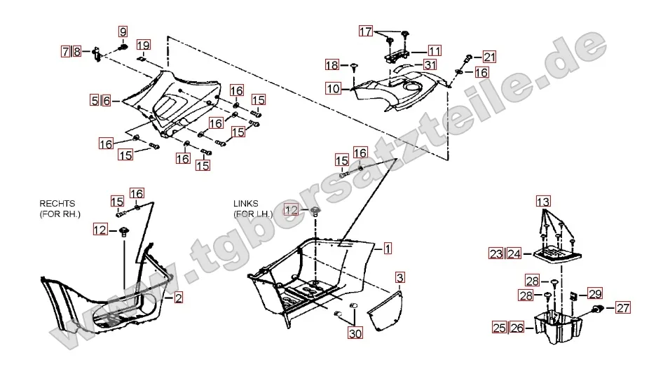 Fußstützen und Tankabdeckung Fußstützen und Tankabdeckung