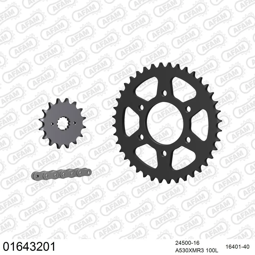 01643201 AFAM Kettensatz Stahl 530 XMR3 16x40 - Kawasaki Z 400 1980-83 - 01643201