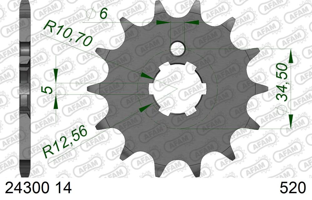 AFAM_Ritzel_vorne_520___14_Zaehne___Kawasaki_KLX_250_1982_97___24300_14 AFAM Ritzel vorne 520 - 14 Zähne - Kawasaki KLX 250 1982-97 - 24300-14