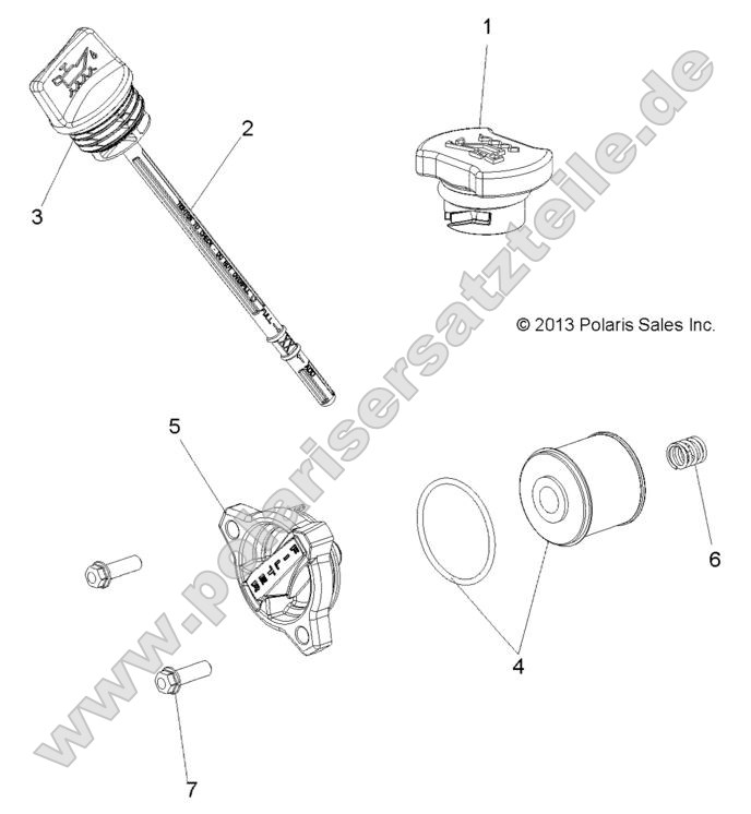 Engine, Oil Filter, Dipstick and Fill Cap