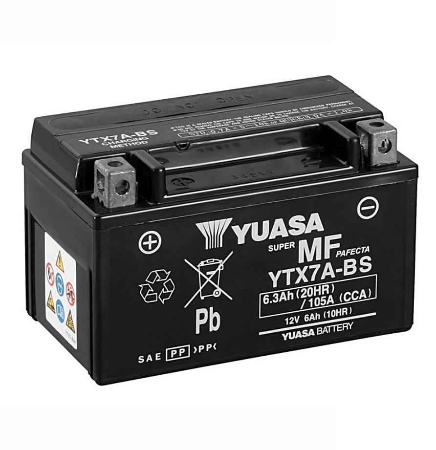 Yuasa YTX7A-BS Batterie AGM 12V 6AH (GTX7A-BS, FTX7A-BS)