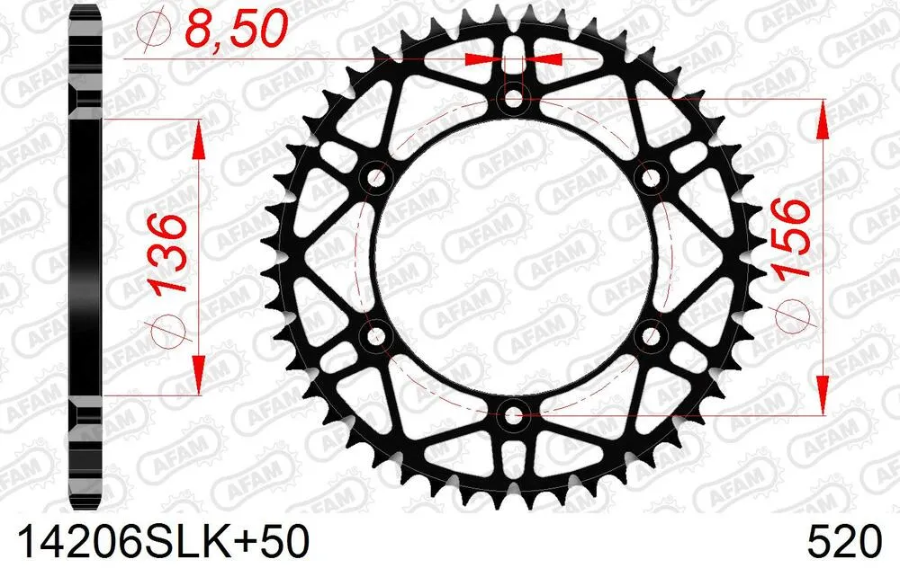 14206-SLK-50 AFAM Kettensatz Stahl 520 XRR3-G 13x50 - Husqvarna TC 250 2009-14 - KIT106281