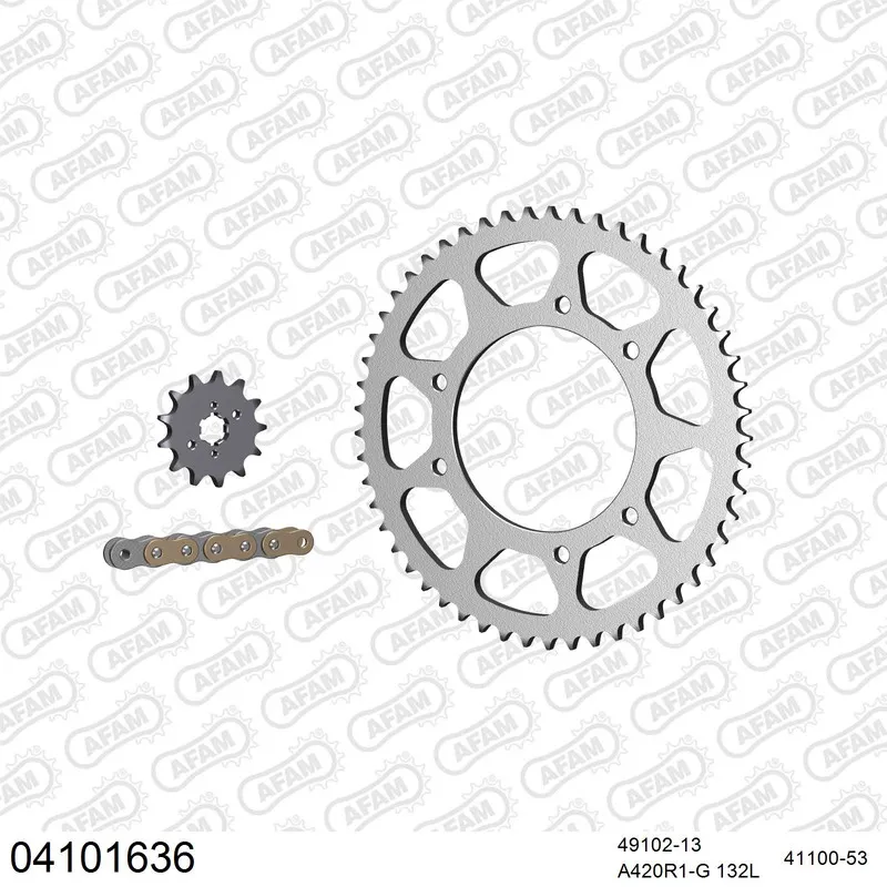 04101636 AFAM Kettensatz Stahl 420 R1-G 13x53 - Bultaco SM 50 Astro 2001 - 04101636
