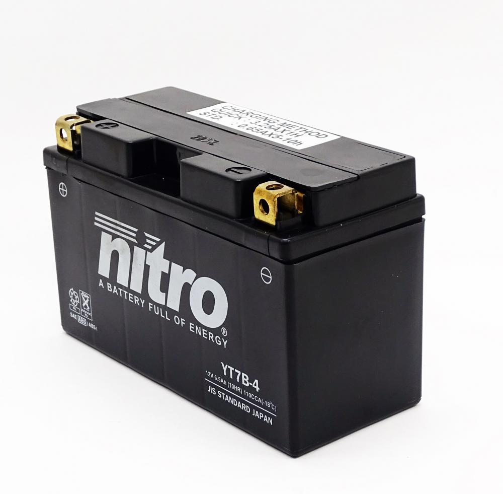 Nitro NT7B-4 / YT7B-BS SLA GEL AGM Batterie 12V 6,5AH - Einbaufertig (YT7B-4)