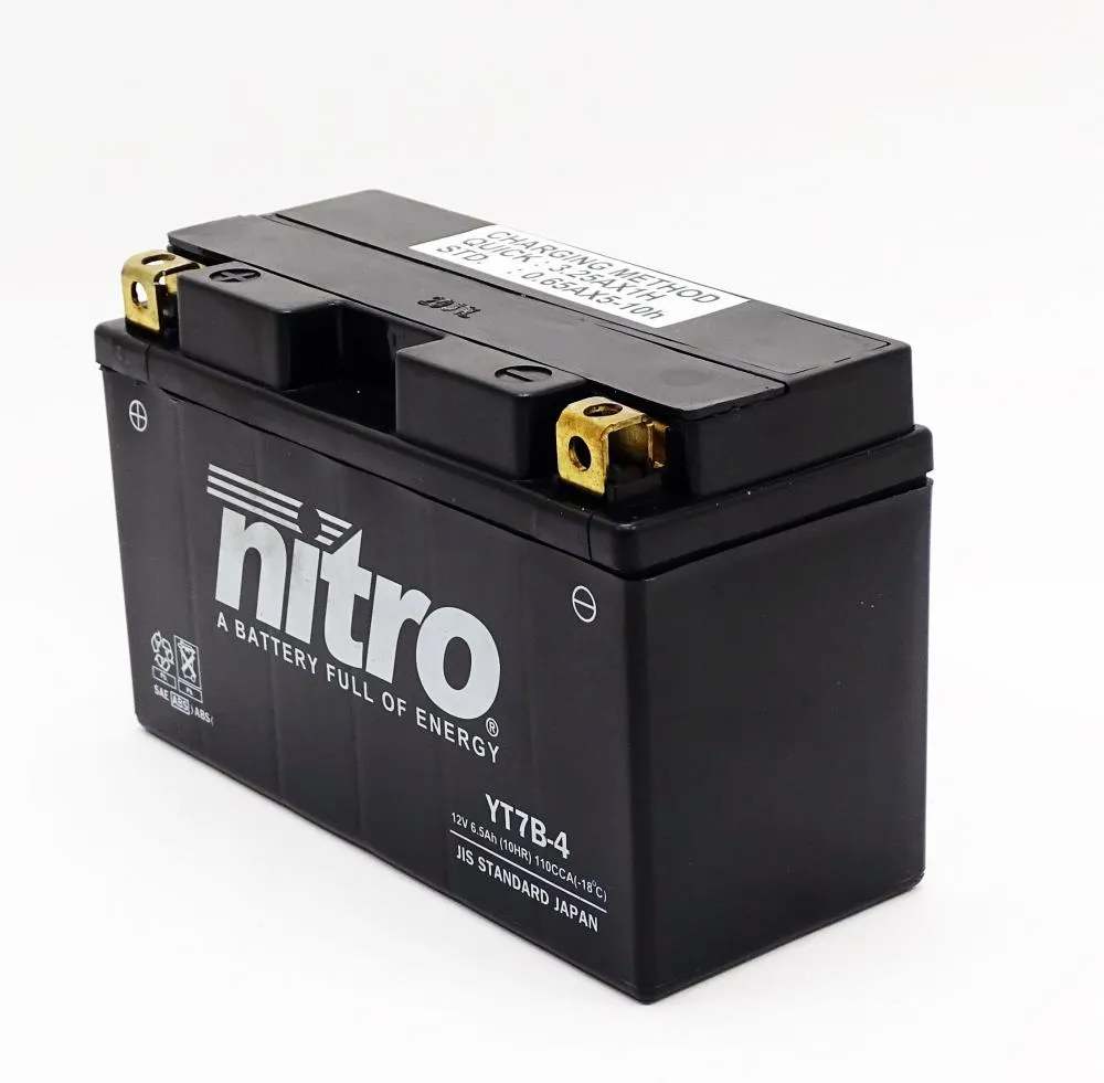 Nitro NT7B-4 / YT7B-BS SLA GEL AGM Batterie 12V 6,5AH - Einbaufertig (YT7B-4)