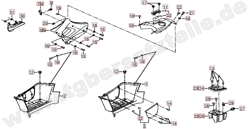 Fussstützen und Tankabdeckung