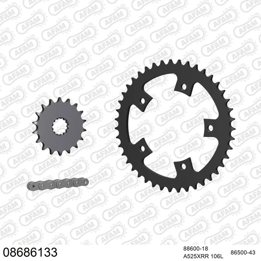 08686133 AFAM Kettensatz Stahl 525 XMR3 18x43 - Triumph Thruxton 865 2004-14 - 08686133