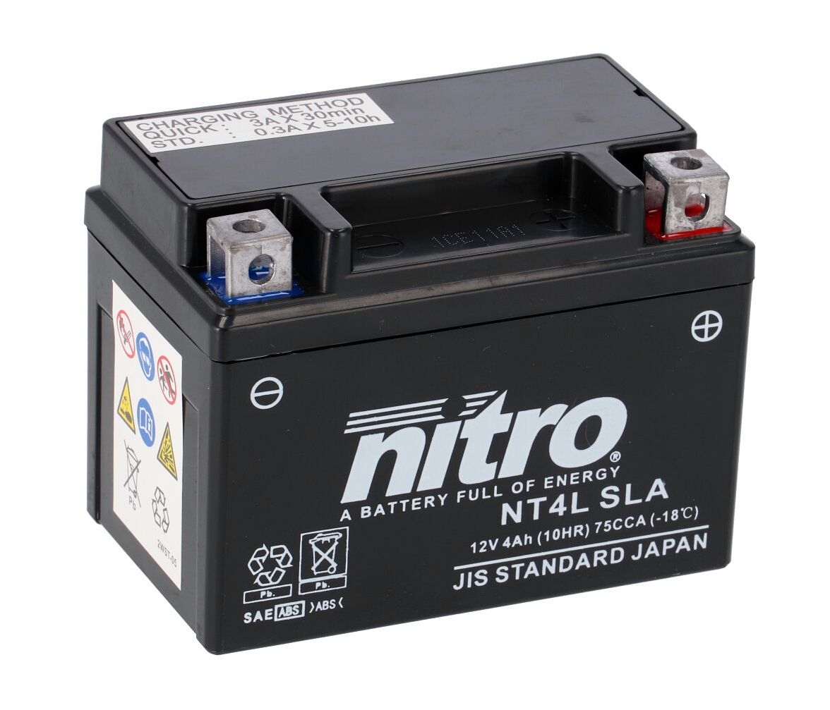 Nitro NT4L SLA GEL AGM Batterie 12V 4AH - Einbaufertig (YTC4L-BS YB4L-B YT4L-BS)