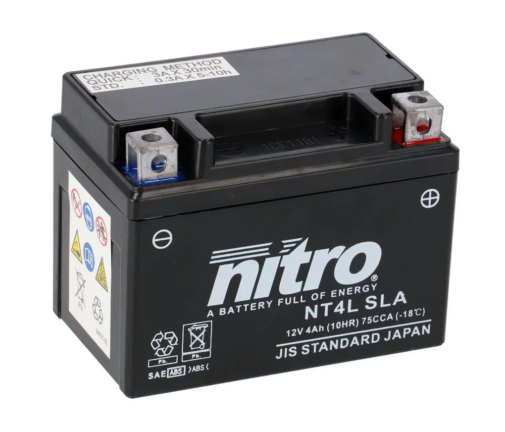 NT4L-SLA Nitro NT4L SLA GEL AGM Batterie 12V 4AH - Einbaufertig (YTC4L-BS YB4L-B YT4L-BS)