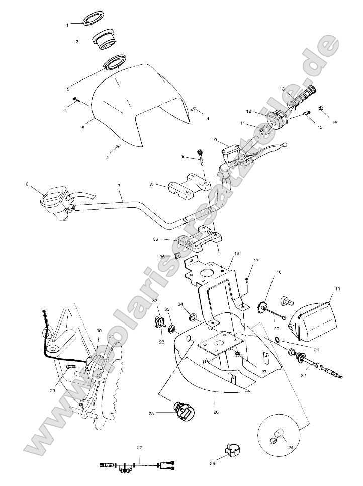Handlebar and Headlight Pod Handlebar and Headlight Pod