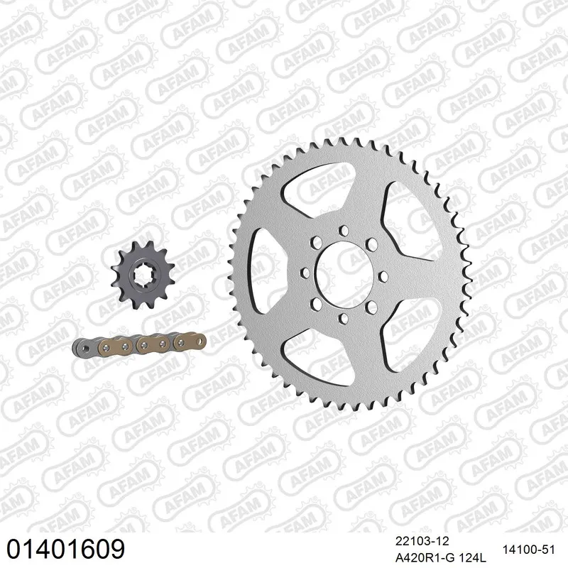 AFAM Kettensatz Stahl 420 R1-G 12x51 - Suzuki TS 50 XK 1984-02 - 01401609