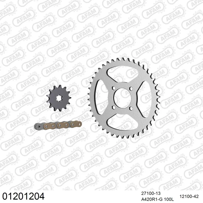 01201204 AFAM Kettensatz Stahl 420 R1-G 13x42 - Yamaha FS1E 50 1974-79 - 01201204
