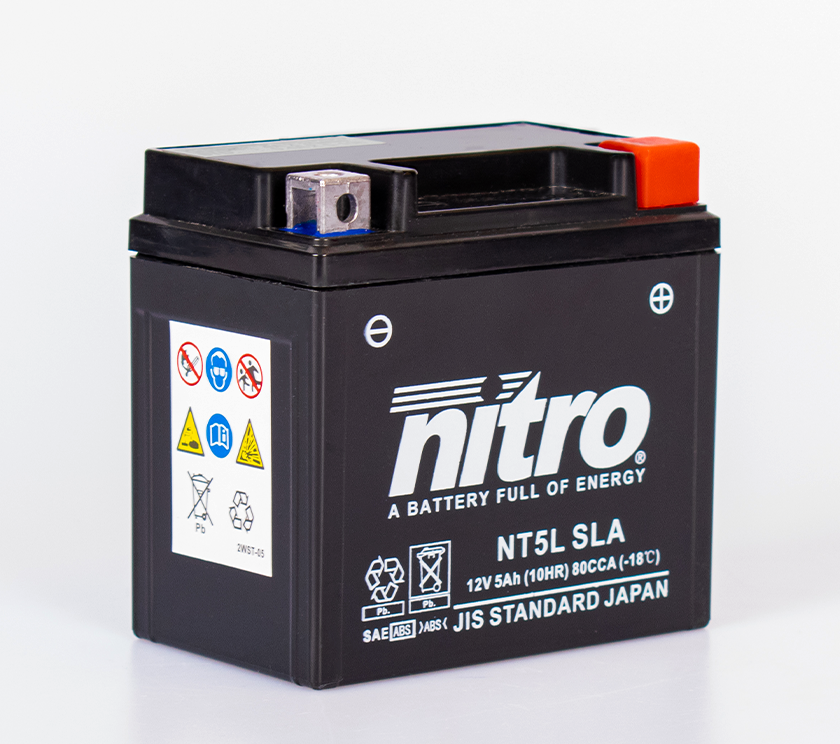 Nitro NT5L SLA GEL AGM Batterie 12V 5AH - Einbaufertig (YTX5L-BS CTX5L-BS FTX5L-BS GTX5L-BS)