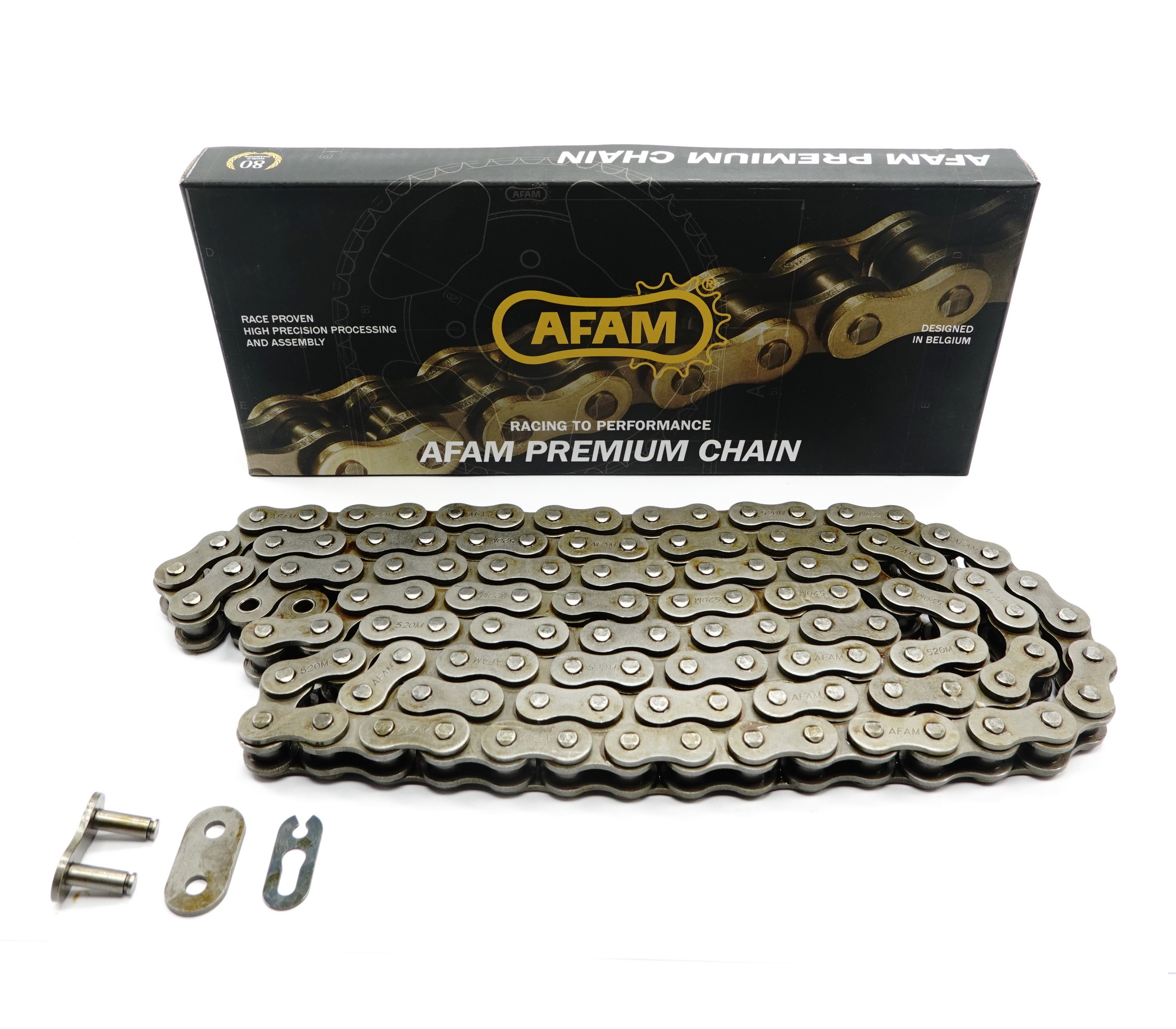 AFAM_Kette_520M_Stahl___Clip_Schloss___Enduro_Strasse_2 AFAM Kette 520M Stahl - 118 Glieder - Clip Schloss - Enduro / Straße