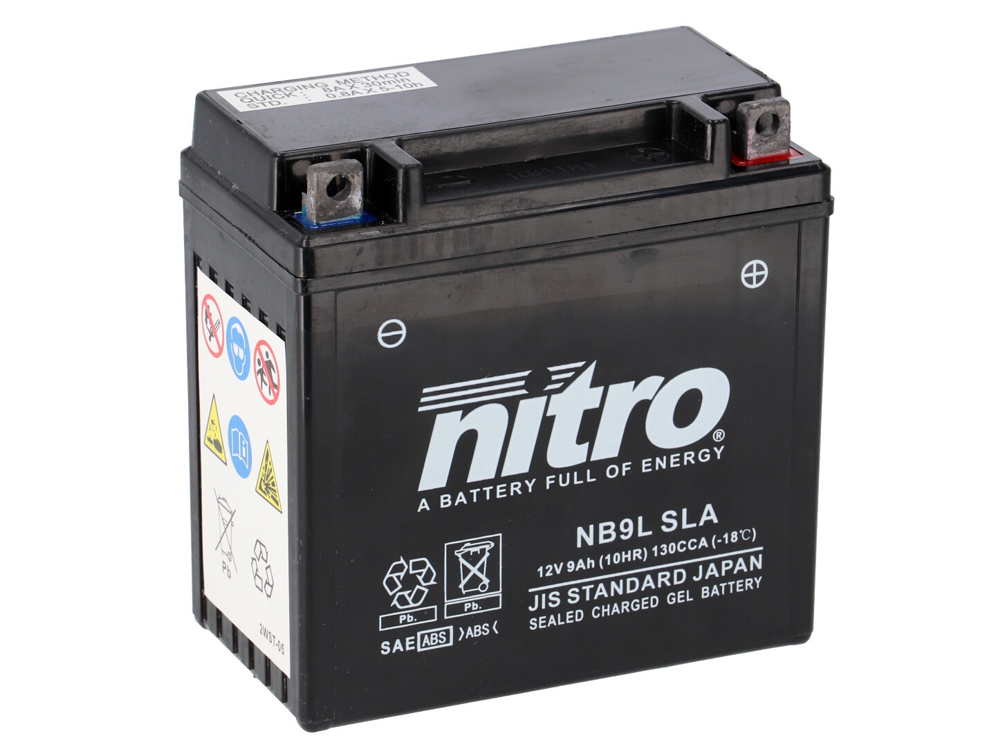 Nitro NB9L SLA GEL AGM Batterie 12V 9AH - Einbaufertig (YB9L-A2 12N9-3A-1)