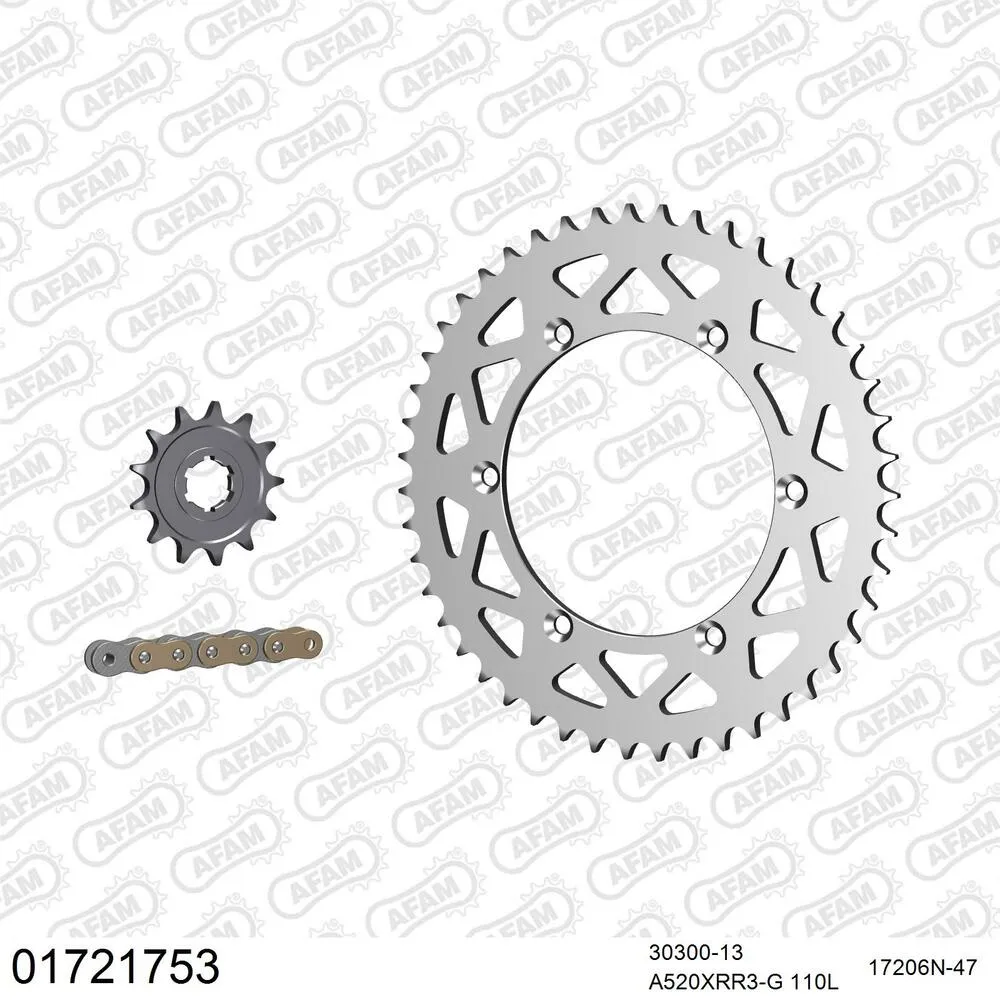 AFAM Kettensatz Aluminium 520 XRR3-G 13x47 - Kawasaki KDX 200 1989-94 - 01721753