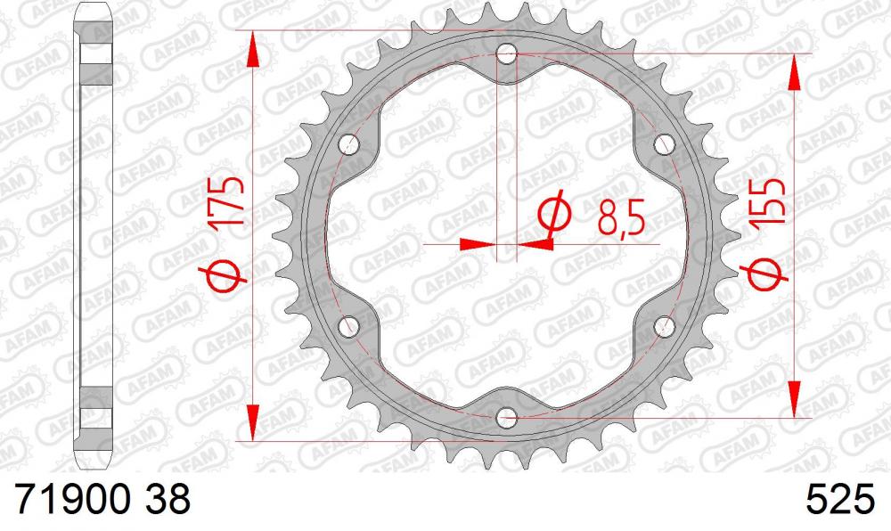 AFAM Kettensatz Stahl 525 XHR3-G 17x38 - KTM 1290 Super Duke GT /R /RR 2016-22