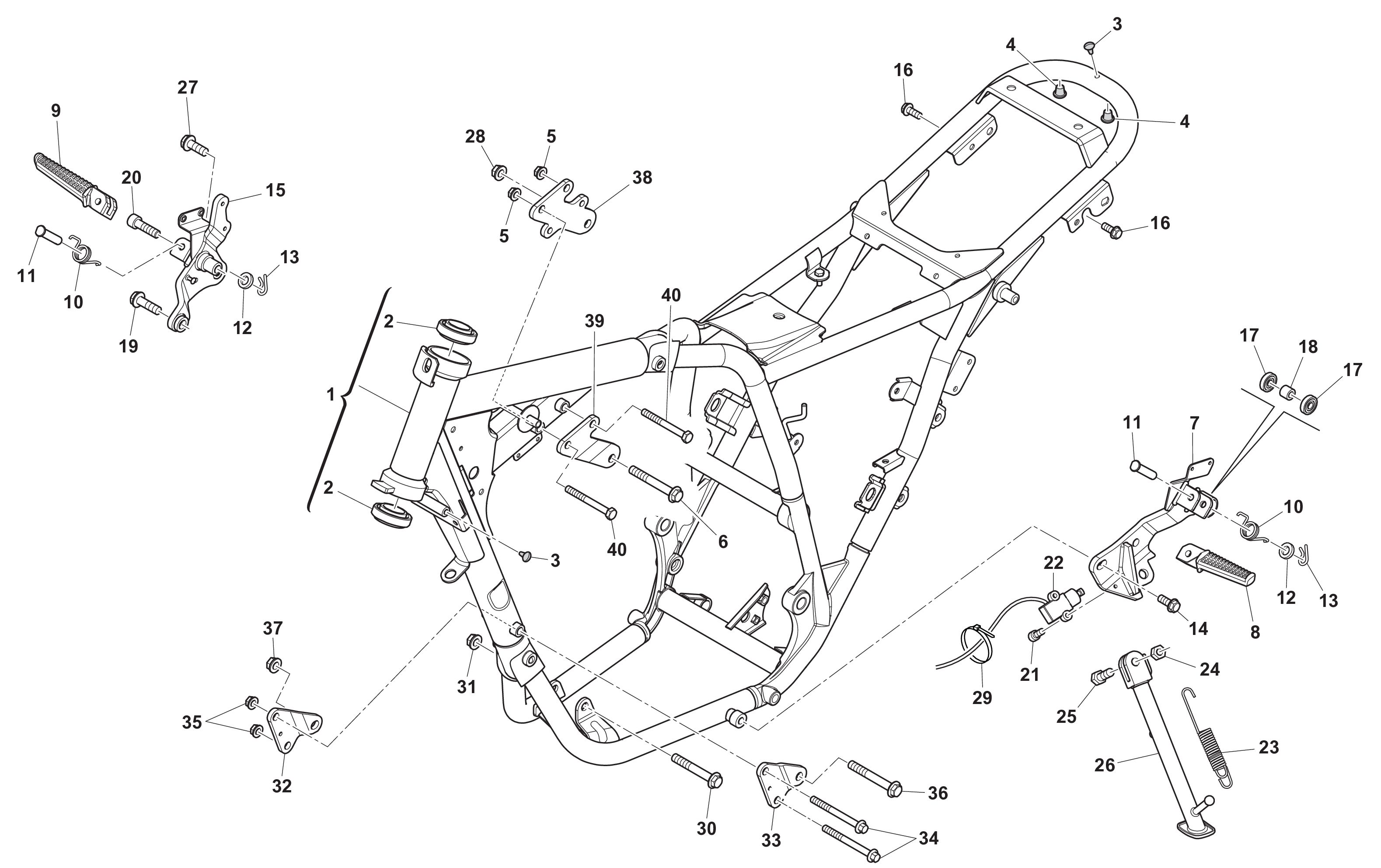 Rahmen / Fußrasten Rahmen / Fußrasten