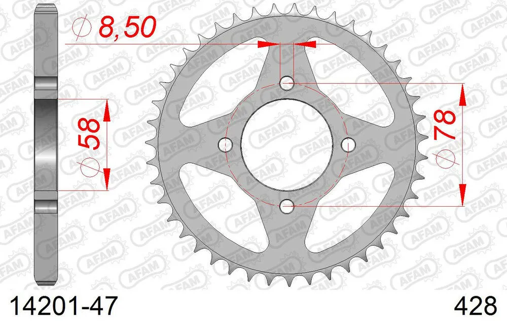 AFAM Kettensatz Stahl 428 R1-G 14x47 - Suzuki RG 80 Gamma 1984-93 - 01407241