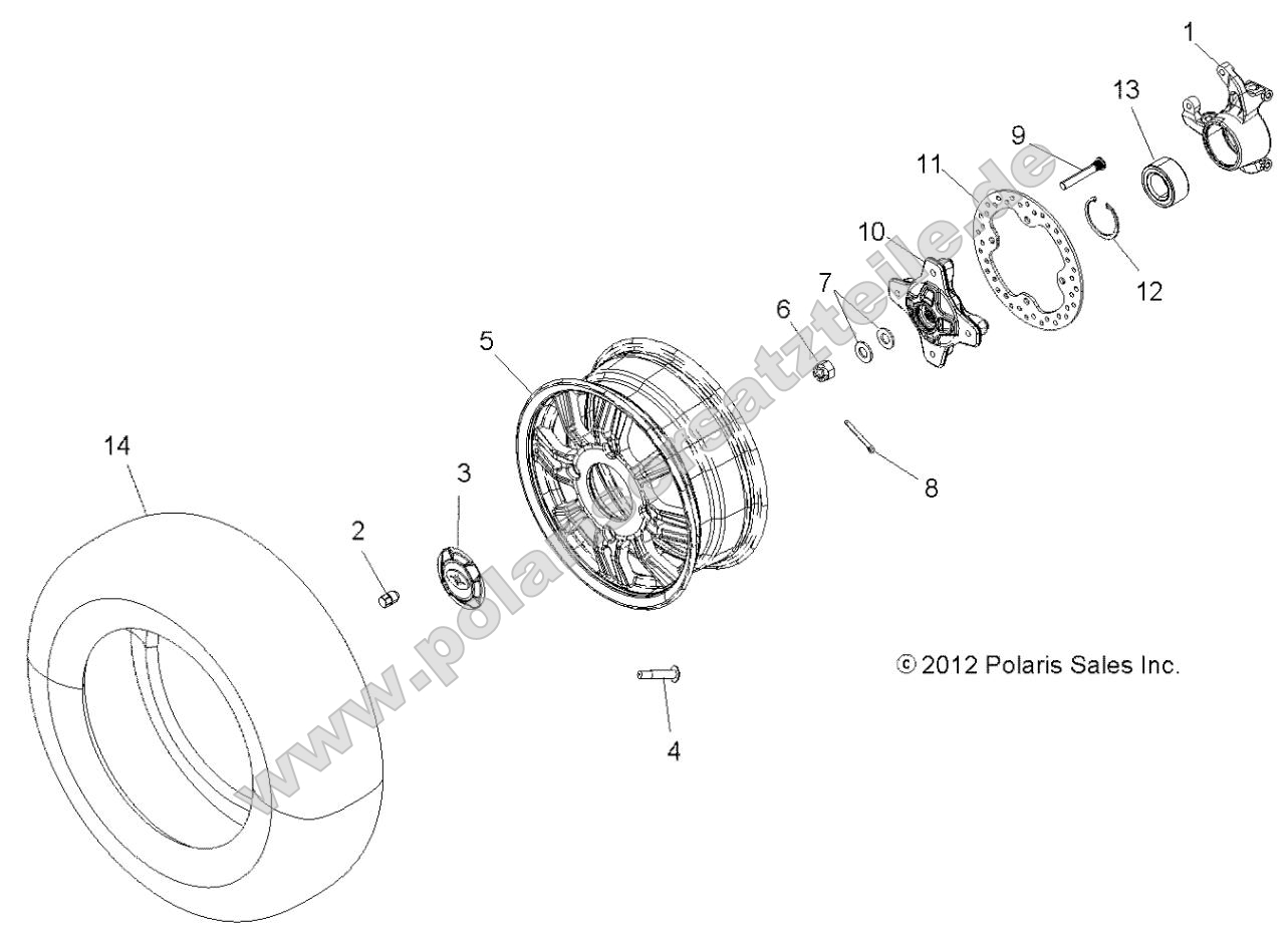 Wheels, Front and Hub (49ATVWHEELFRT13850SCRAM) Wheels, Front and Hub (49ATVWHEELFRT13850SCRAM)