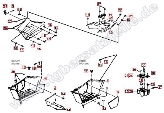 Fussstützen und Tankabdeckung