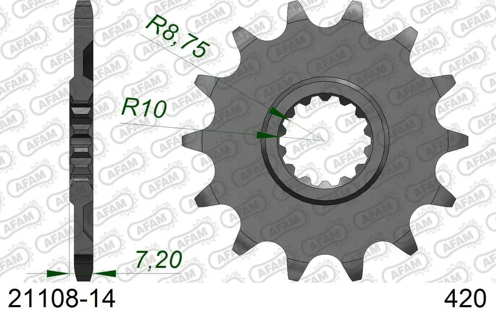 AFAM Kettensatz Aluminium 420 MX2-G 14x47 - Yamaha YZ 65 2018-23 - AB01303801