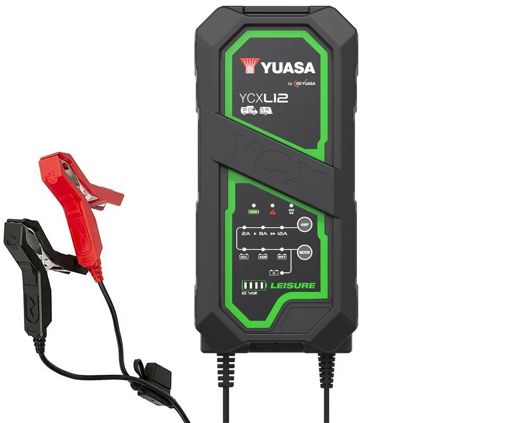 Yuasa_YCXL12_Leisure_Batterieladegeraet_12V_12A_fuer_Versorgungsbatterien_Blei_Saeure___Lithium_mit_Klemmen Yuasa YCXL12 Leisure Batterieladegerät 12V 12A für Versorgungsbatterien Blei-Säure + Lithium