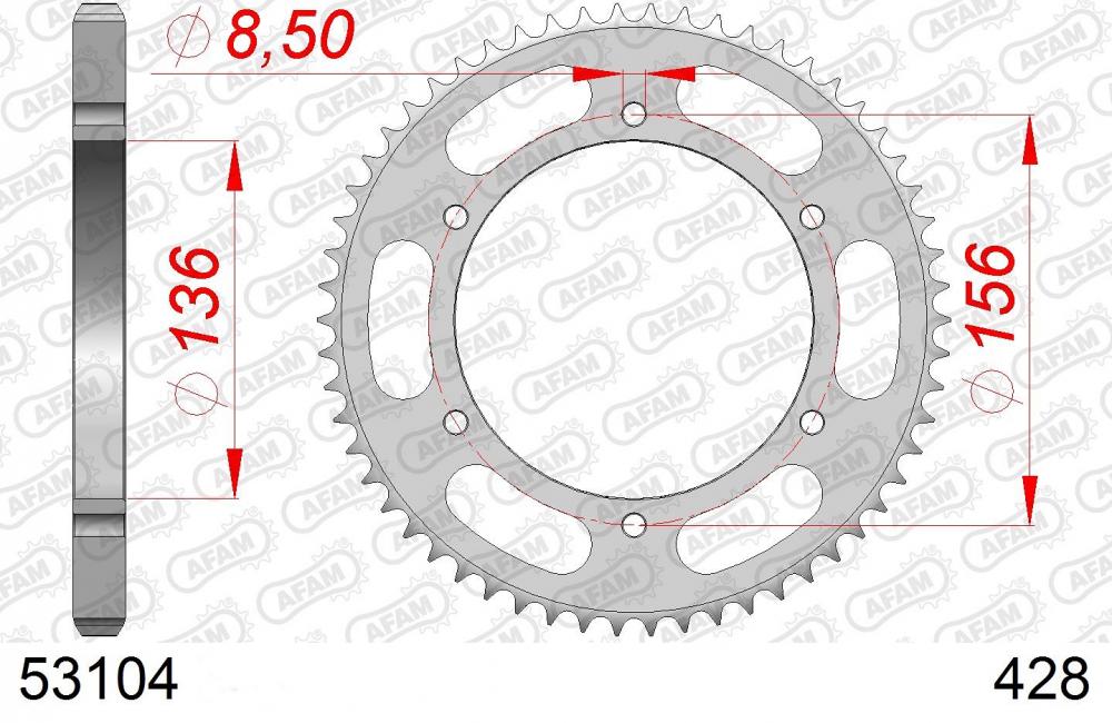 AFAM Kettensatz Stahl 428 MX-G 14x61 - Fantic Caballero 125 Scrambler /Deluxe 2021-22