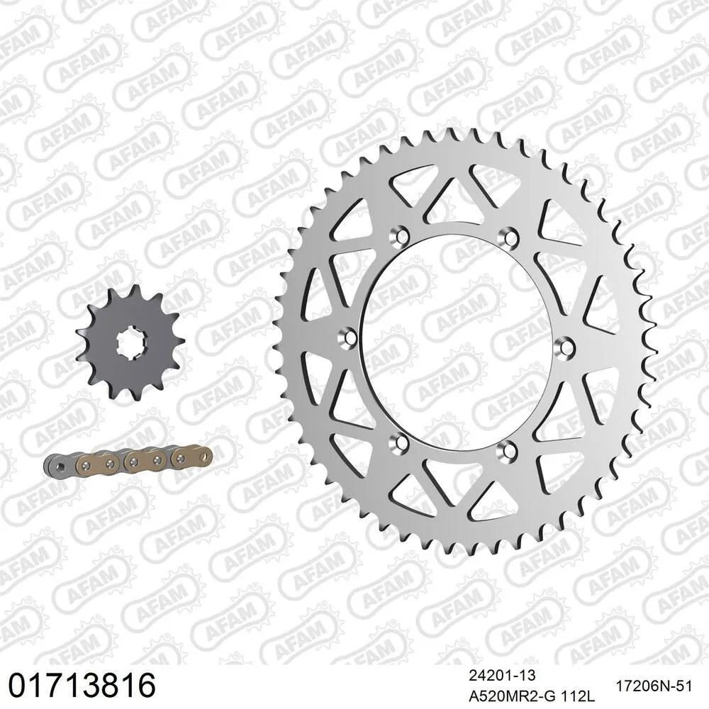 01713816 AFAM Kettensatz Aluminium 520 MR2-G 13x51 - Kawasaki KX 125 2003 - 01713816