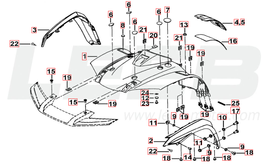 Frontverkleidung schwarz-matt/orange