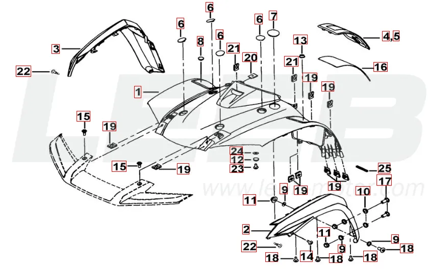 Frontverkleidung schwarz-matt/orange Frontverkleidung schwarz-matt/orange