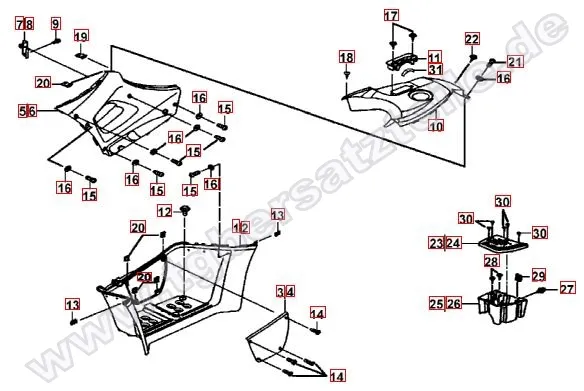 Fussstützen und Tankabdeckung