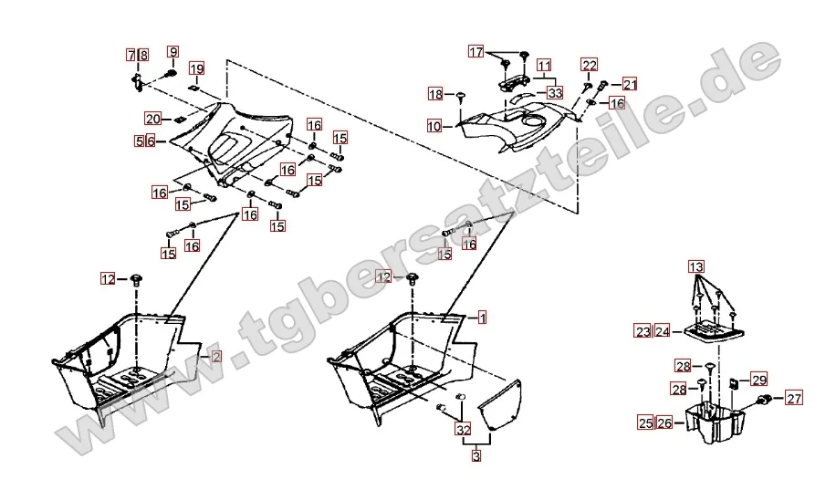 Fußstützen und Tankabdeckung