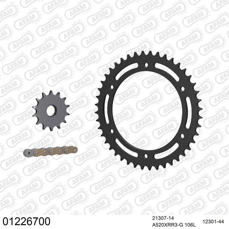 01226700 AFAM Kettensatz Stahl 520 XRR3-G 14x44 - Yamaha TT 250 R 1993-99 - 01226700