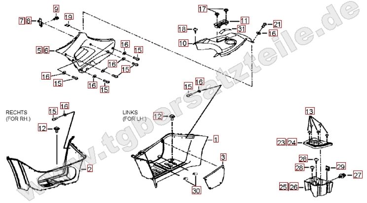Fussstützen und Tankabdeckung
