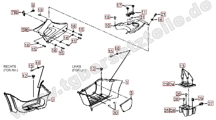 Fussstützen und Tankabdeckung