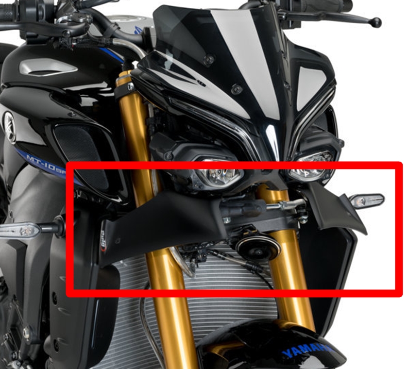 Puig Naked Front Downforce Spoiler - mattschwarz - Yamaha MT-10 /SP 2022-24  - 21471J