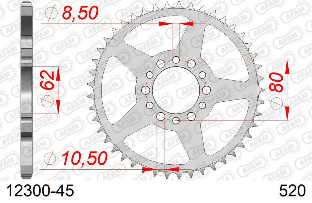 12300-45 AFAM Kettensatz Stahl 520 XLR2 16x45 - Yamaha SR 250 SE 1981-84 - 01226162