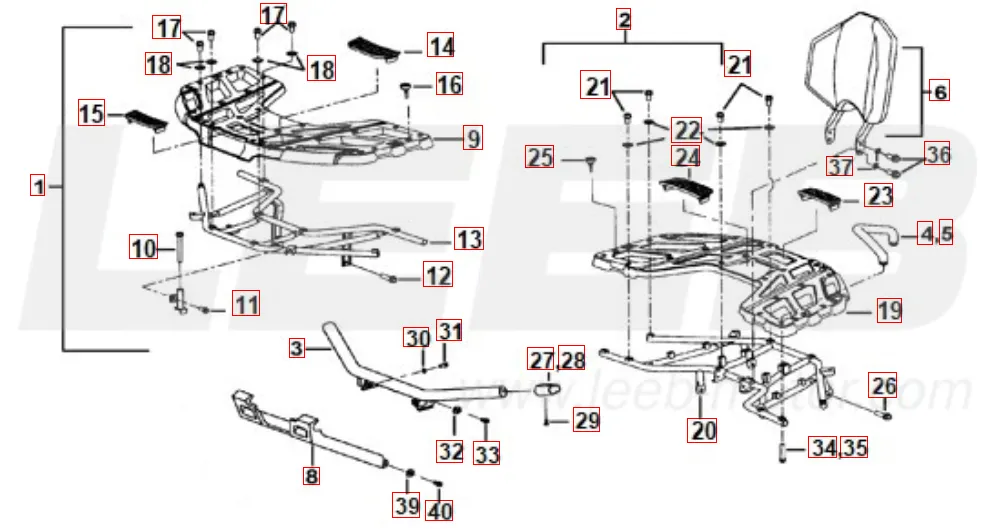 Gepäckträger vo. u. hi. Gepäckträger vo. u. hi.