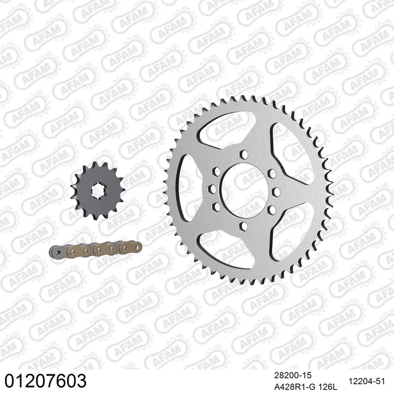 AFAM Kettensatz Stahl 428 R1-G 15x51 - Yamaha DT 80 LC-2 1985-92 - 01207603