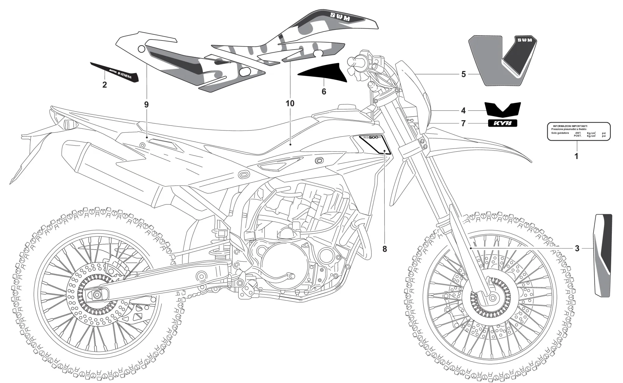 Aufkleber 500 für rotes Motorrad