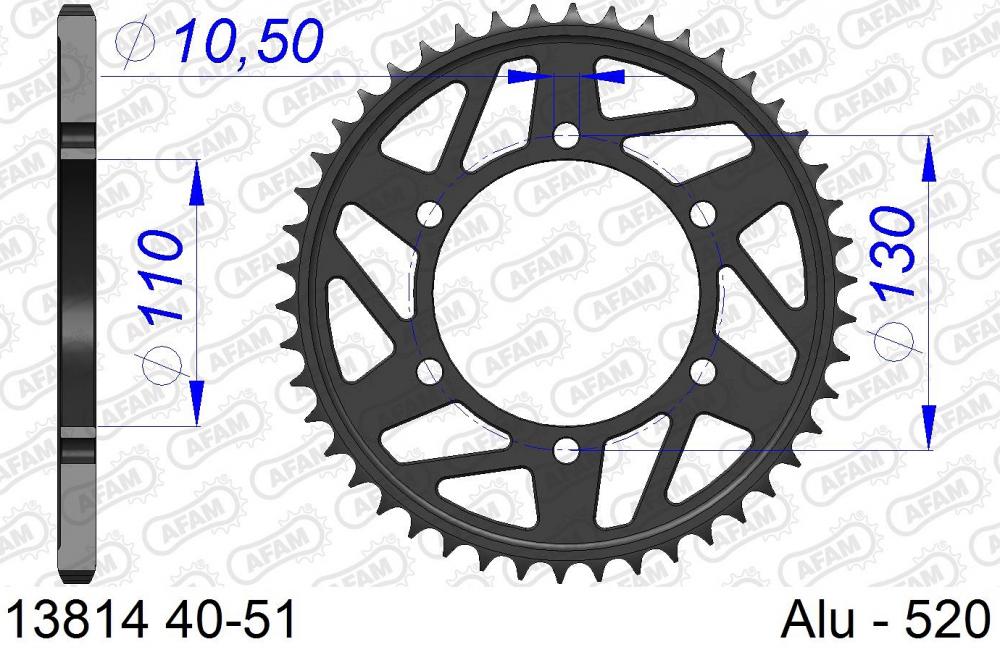 AFAM Racing Kettenrad Aluminium hinten - 520 - 13814