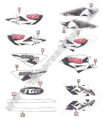 Aufkleber 2 für rotes Fahrzeug