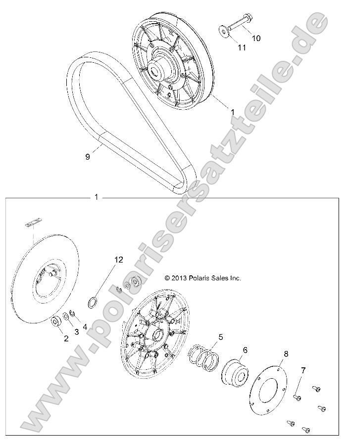 Drive Train, Secondary Clutch (49RGRCLUTCHDVN14CREW) Drive Train, Secondary Clutch (49RGRCLUTCHDVN14CREW)
