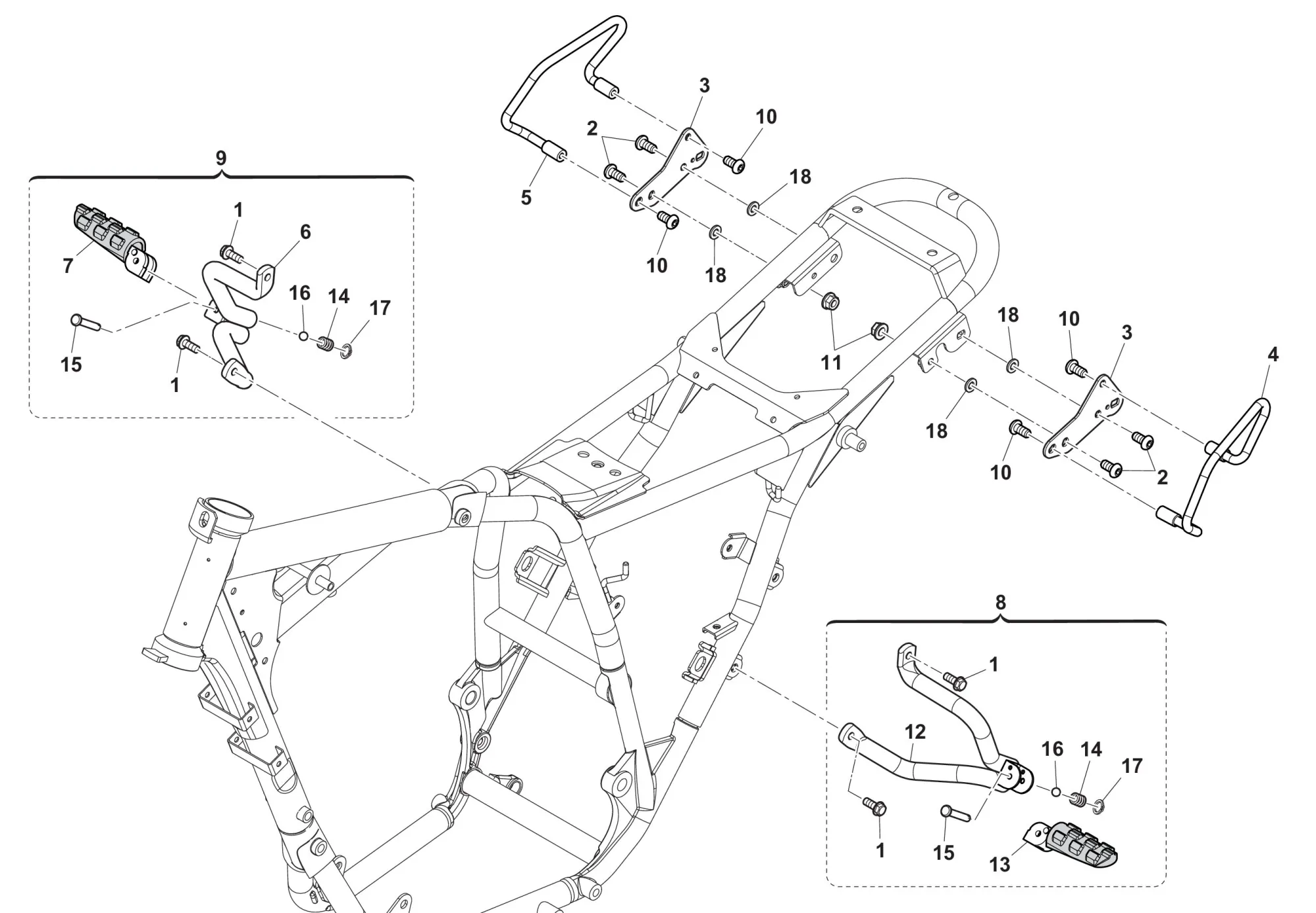 hintere Fußrasten hintere Fußrasten
